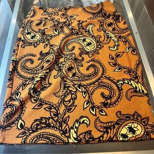Elegant Paisley Print Skirt LuLaRoe- Orange and Black Cassie pencil skirt